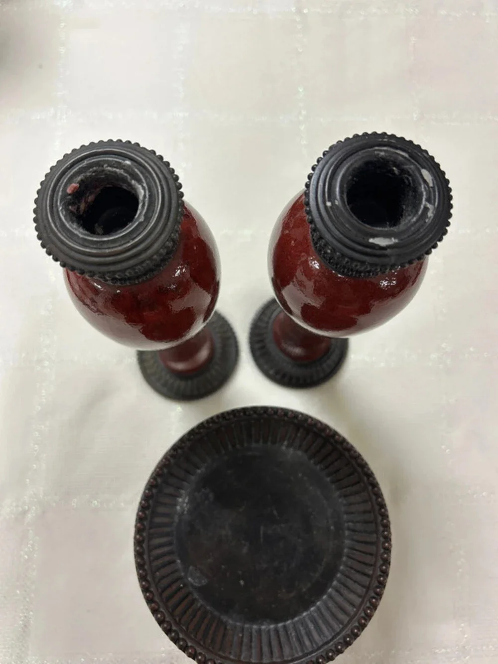 Party Lite moroccan spice rusty red ceramic candle holders set of three - Picture 8 of 9